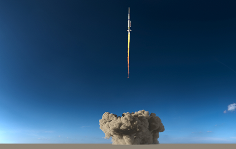 rocket launch into blue sky