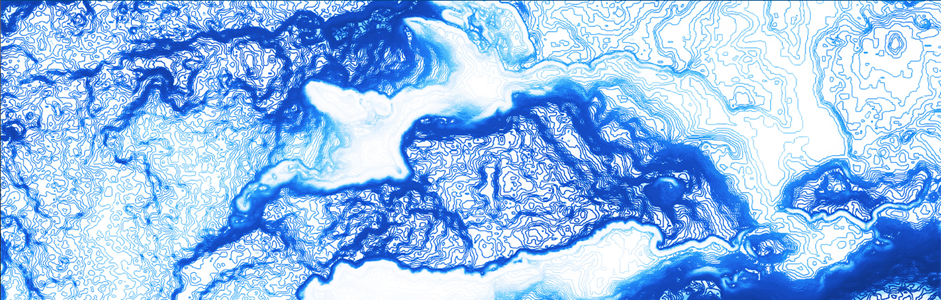 Royal Blue and White drawing resembling a water-like image