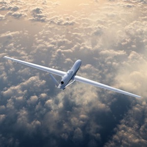 Unmanned military aircraft flying in the sky