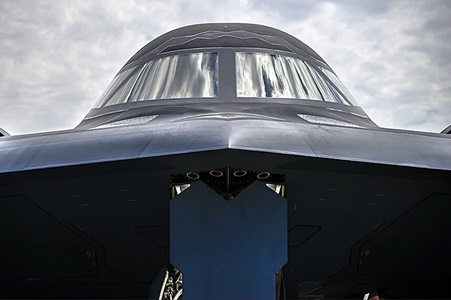 Close up-front view of B-2 bomber on ground