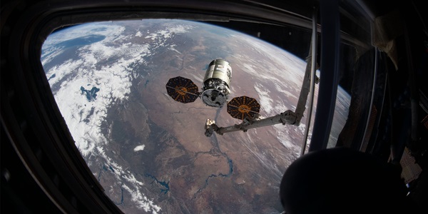 A spacecraft docked to the international space station