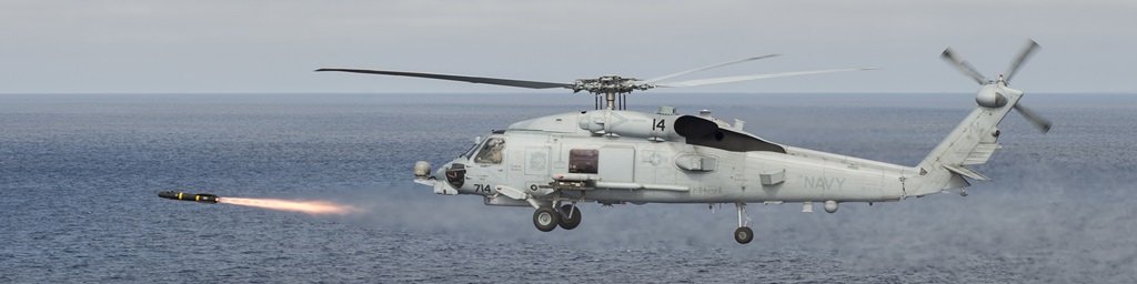Sea Hawk helicopter (Hellfire) launching missile