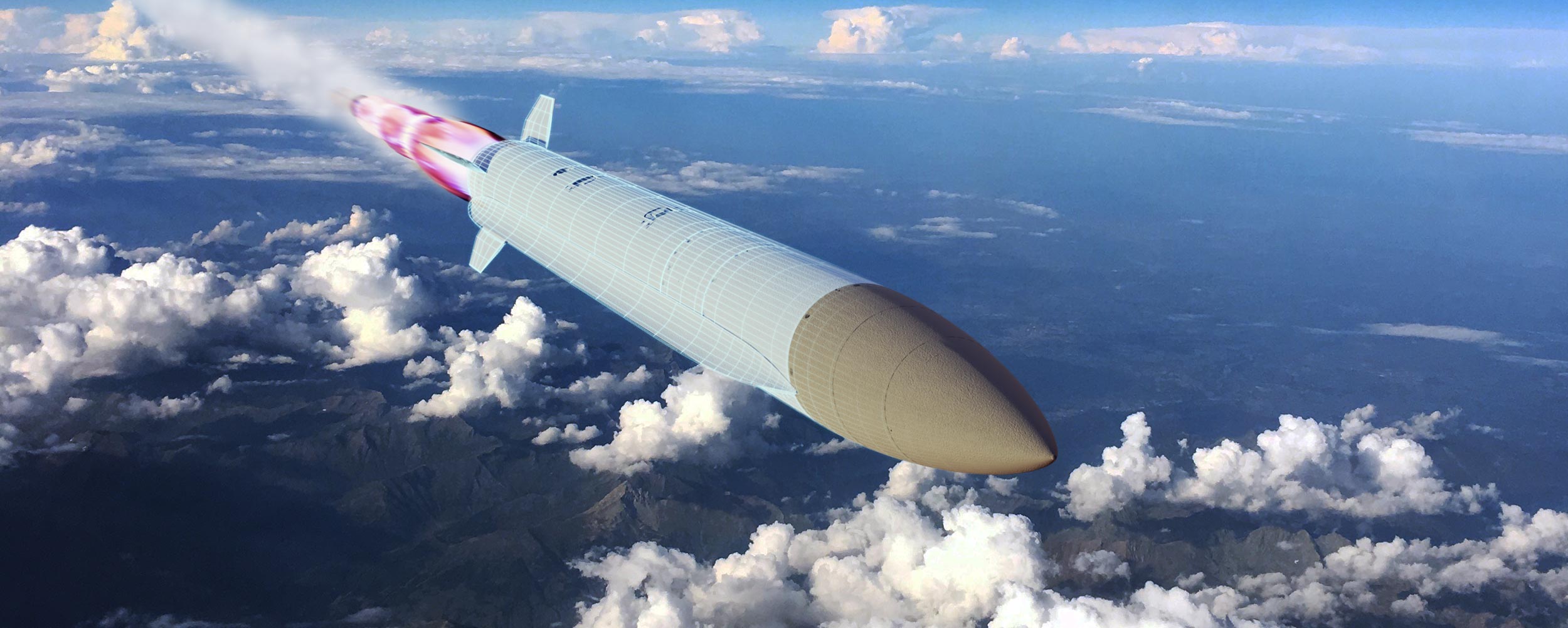 a digital rendering of a missile in air