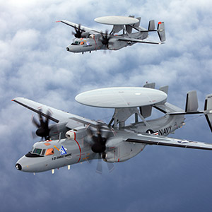 Two E-2D Advanced Hawkeye aircrafr inflight