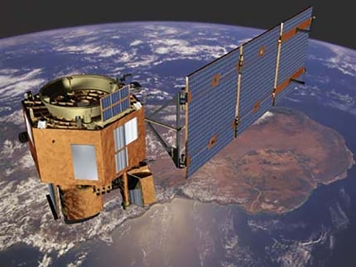 rendering of satellite above earth