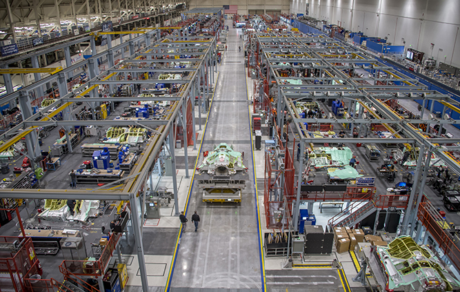 View of F-35 Fight Jet Integrated Assembly Line