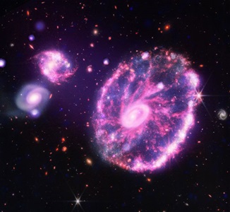 Cartwheel galaxy in space