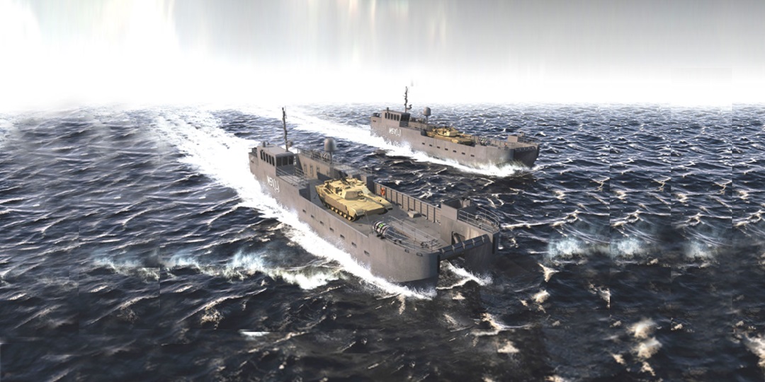 Conceptual illustration of the Army’s new landing craft on ship