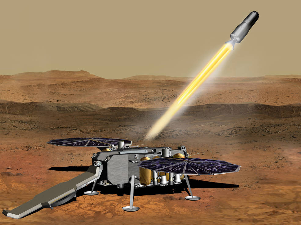 projectile leaving base unit on Mars