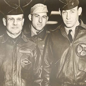 old black and white photo of three pilots