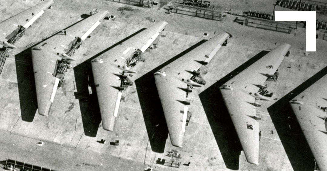 Production line of flying wing military aircraft