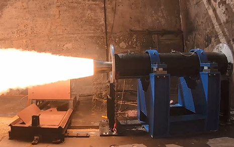 Missile Rocket Motor Test with flames