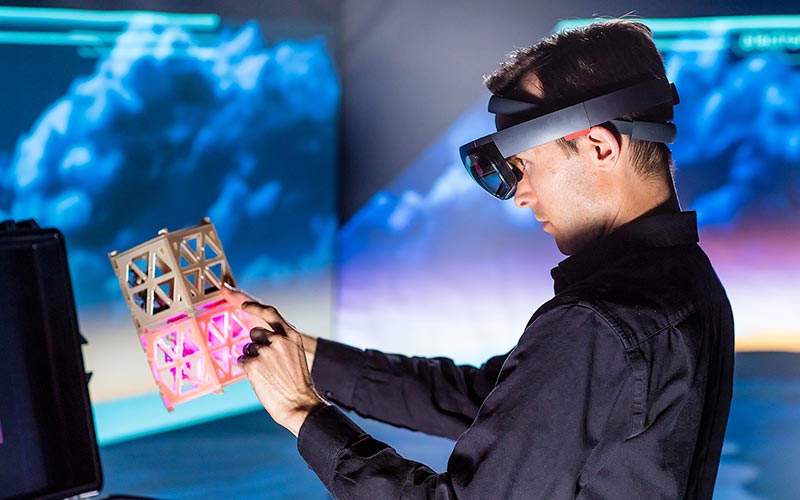 Photo of person experiencing augmented virtuality