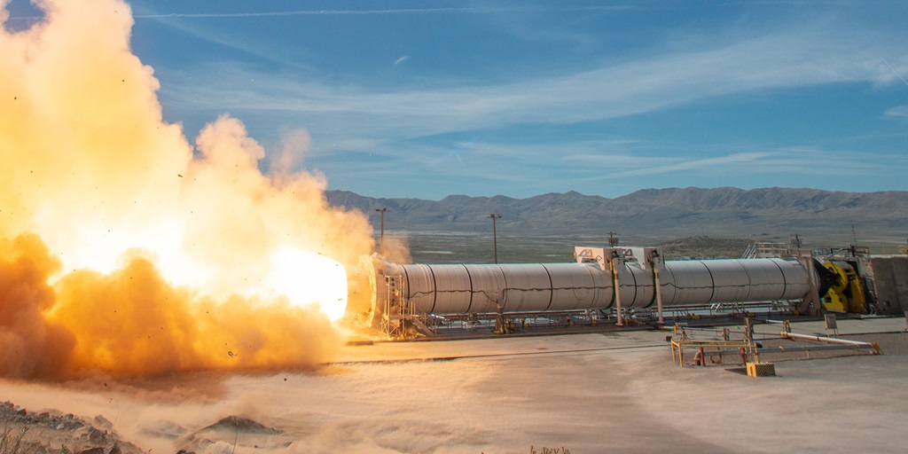 rocket engine test in desert