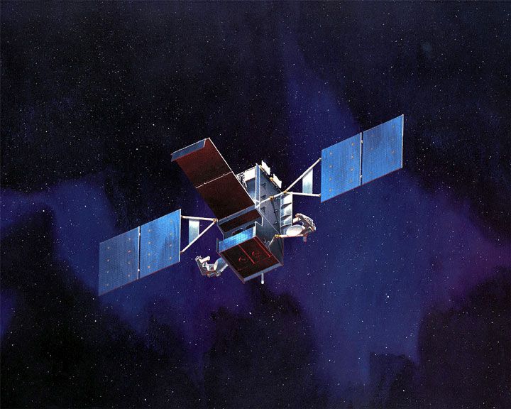 rendering of a satellite in space