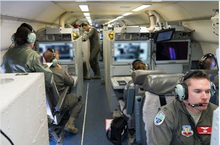 aircrew members in a control room of an airplane