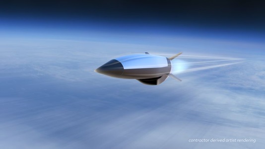 hypersonic missile flying above the clouds
