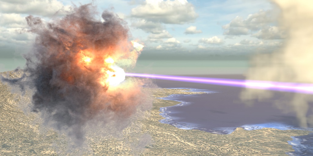 directed energy laser destroying target