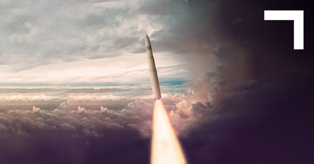 rocket launching through clouds