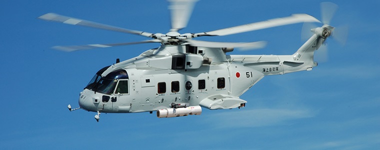 Helicopter flying with Airborne Laser Mine Detection System (ALMDS)