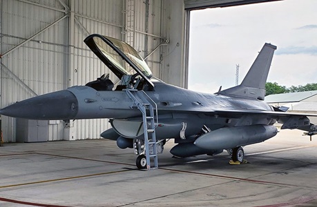 military jet in hanger