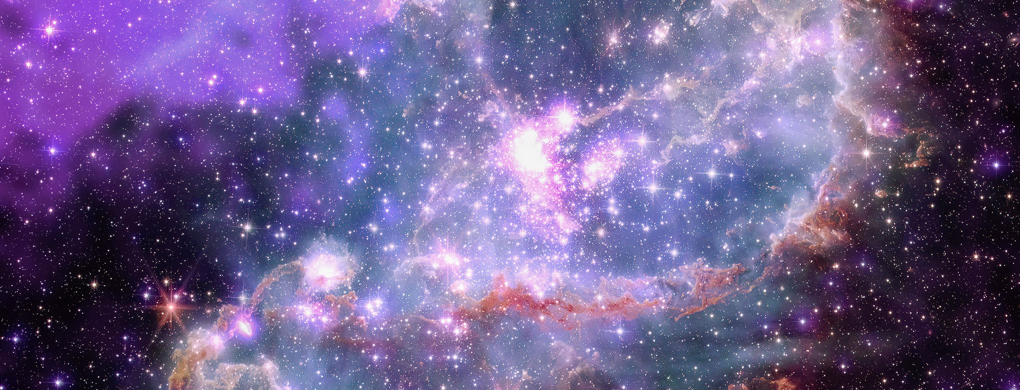 stars, galaxies and gas clouds in space