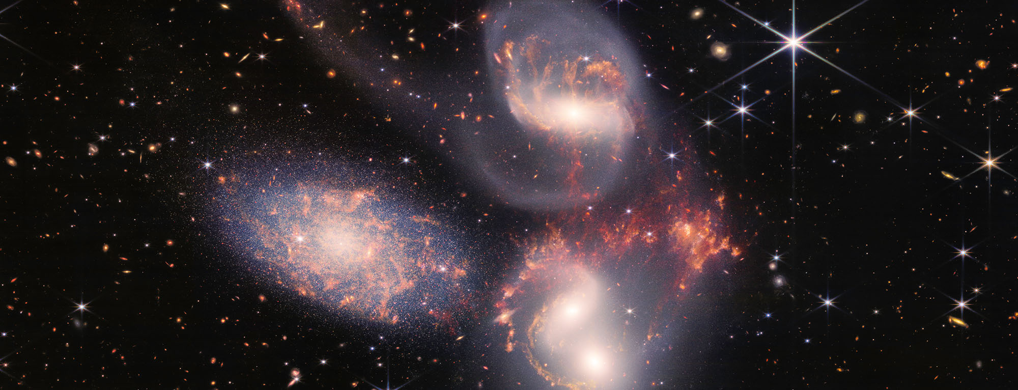 Five galaxies in space
